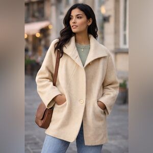 Vintage George David Fashions Cream Ivory Wool Cape Coat Women – Made in USA